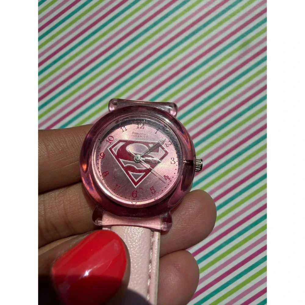 Vintage Armitron Supergirl Watch Pink DC Comics I Am A Supergirl Leather Strap